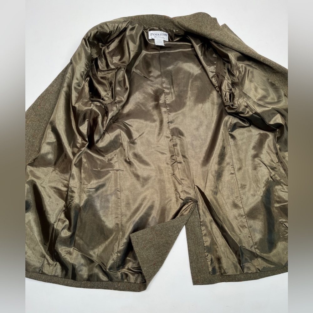 Pendleton 100% Virgin Wool Olive Green Blazer - image 4